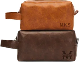 Personalized Toiletry Bag for Men, Groomsmen Gifts Travel Bag Laser Engraved Name Initials Mens Toiletry Bag, Anniversary Birthday Gifts for Husband, Dad, Boyfriend - Mens Waterproof Dopp Kit