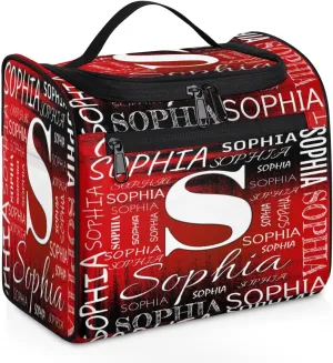 Personalized Travel Toiletry Bag for Women and Men, Hanging Travel Bag for Toiletries, Custom Makeup Organizer Bag for Cosmetics, Customized with Name Birthdays Gifts, Black Red
