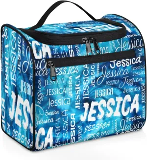 Personalized Travel Toiletry Bag for Women and Men, Hanging Travel Bag for Toiletries, Custom Makeup Organizer Bag for Cosmetics, Tie Dye Navy