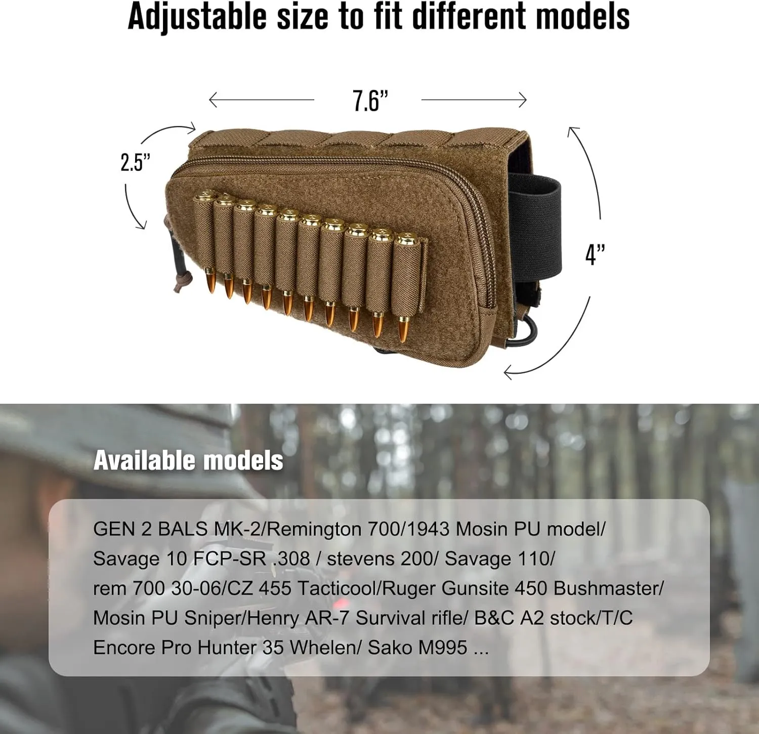 PETAC GEAR Tactical Buttstock Rifle Stock Pack/Adjustable Shell Holder Cheek Rest Pouch for Long Action …