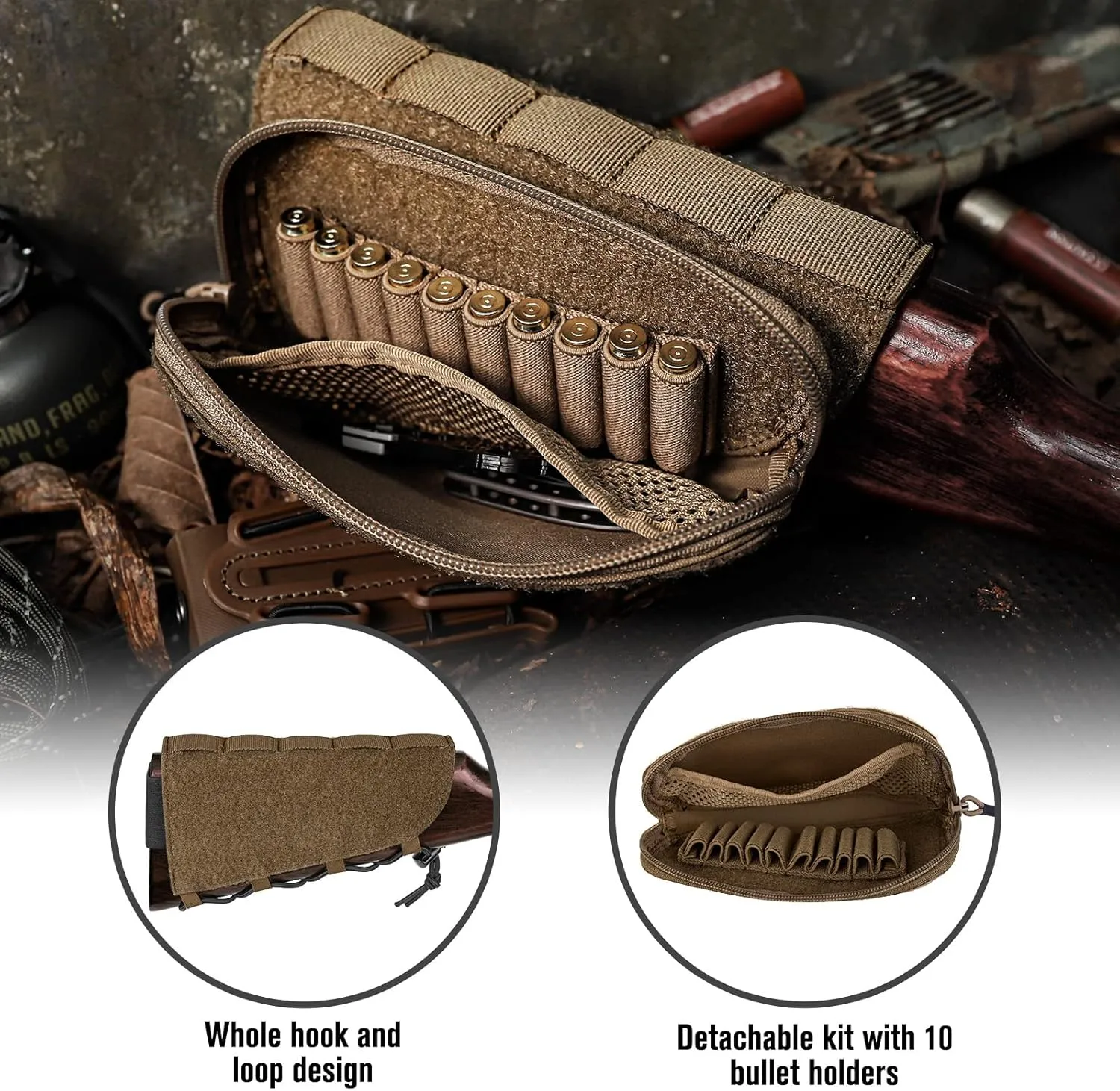 PETAC GEAR Tactical Buttstock Rifle Stock Pack/Adjustable Shell Holder Cheek Rest Pouch for Long Action …
