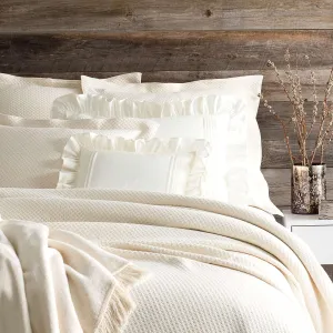Petite Trellis Ivory Matelasse Coverlet, Queen Size, Ivory Solid Pattern