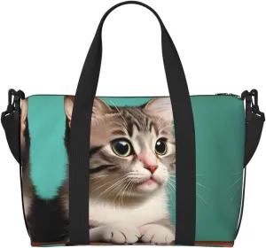 Phayah A Curious Cat Crossbody Travel Bag Overnighter Duffel Bags Carry On Size Ideal For School Or Overnight Travel Bag