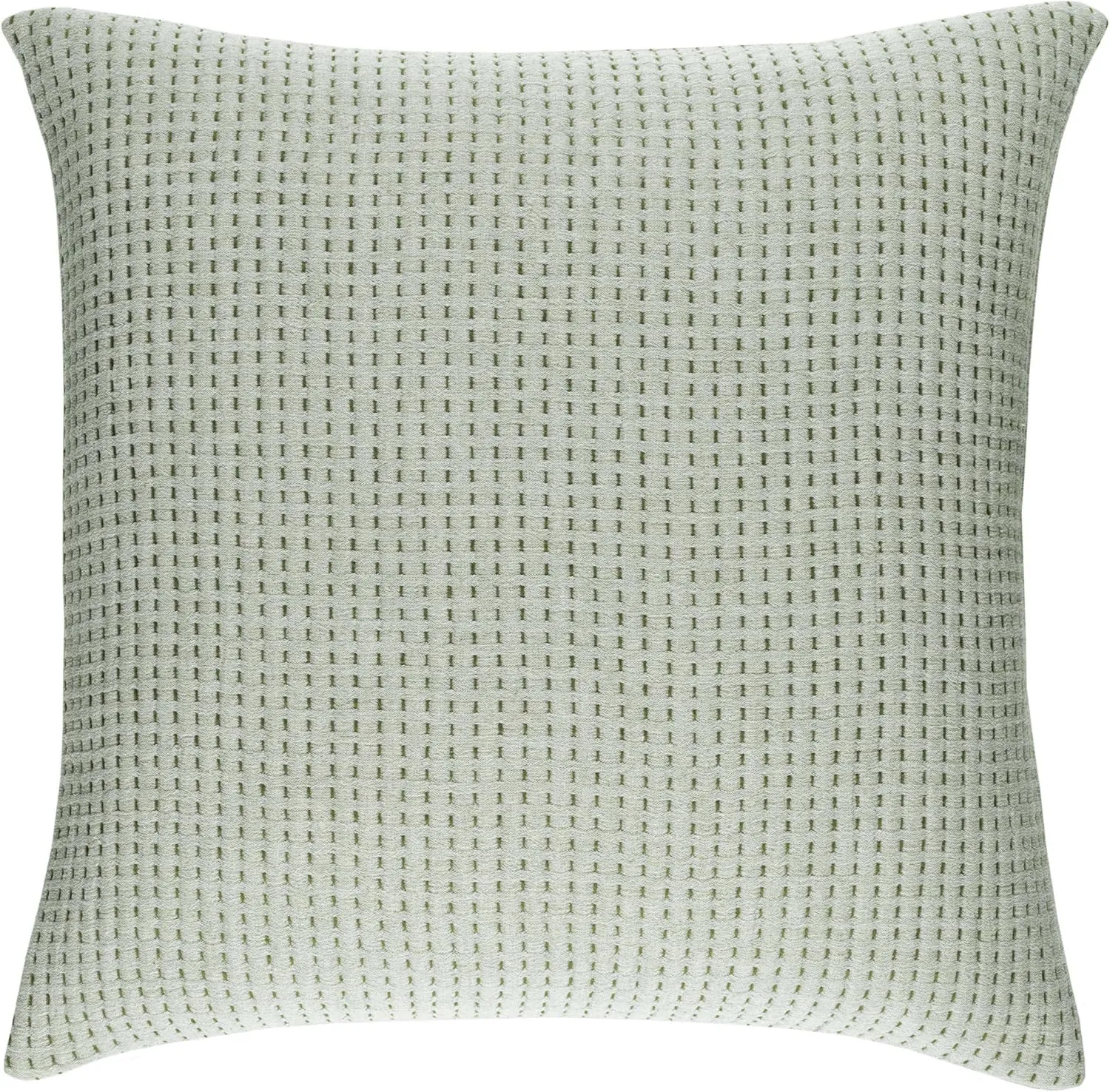 Pick Stitch Evergreen Matelasse Pillow Sham, King Size, Green Solid Pattern