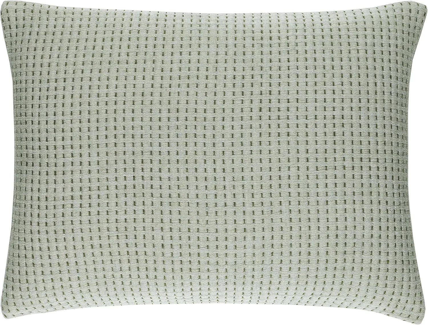 Pick Stitch Evergreen Matelasse Pillow Sham, King Size, Green Solid Pattern