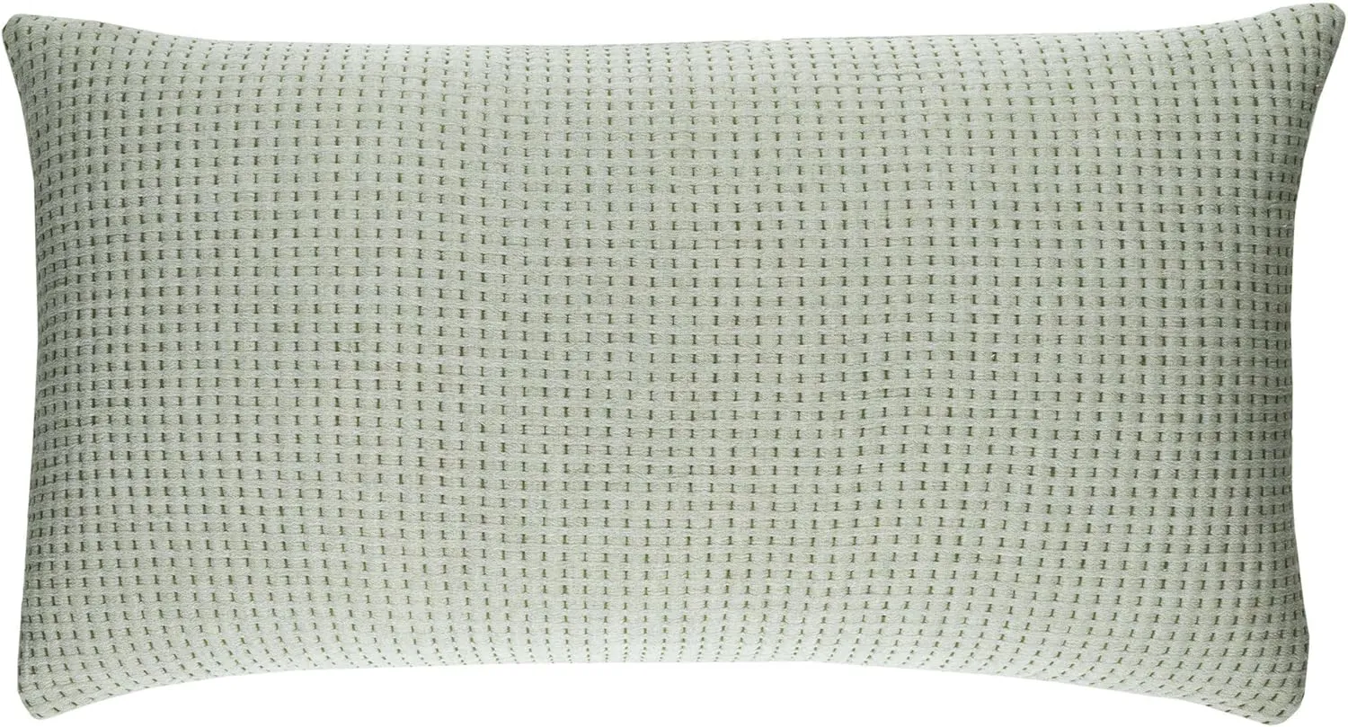 Pick Stitch Evergreen Matelasse Pillow Sham, King Size, Green Solid Pattern
