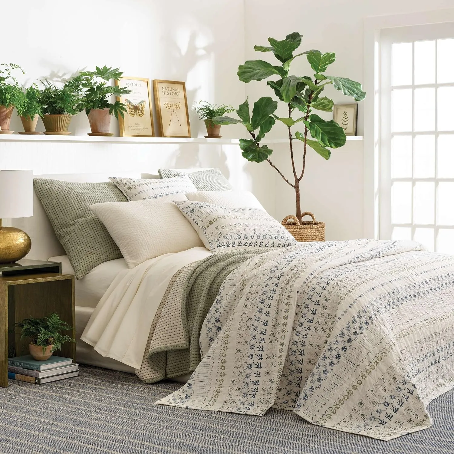 Pick Stitch Evergreen Matelasse Pillow Sham, Standard Size, Green Solid Pattern