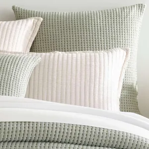 Pick Stitch Evergreen Matelasse Pillow Sham, Standard Size, Green Solid Pattern