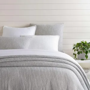 Pick Stitch Grey Matelasse Coverlet, Twin Size, Grey/White Solid Pattern