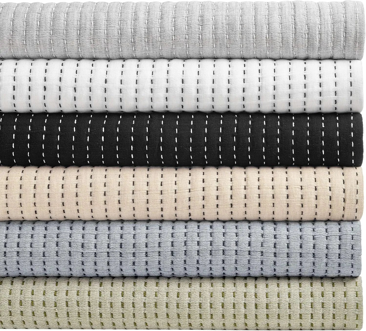 Pick Stitch Grey Matelasse Coverlet, Twin Size, Grey/White Solid Pattern