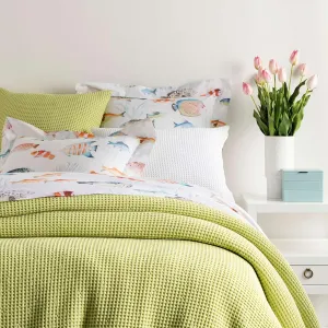 Pine Cone Hill Bubble Citrus Matelasse Coverlet, Queen Size, Green Solid Pattern
