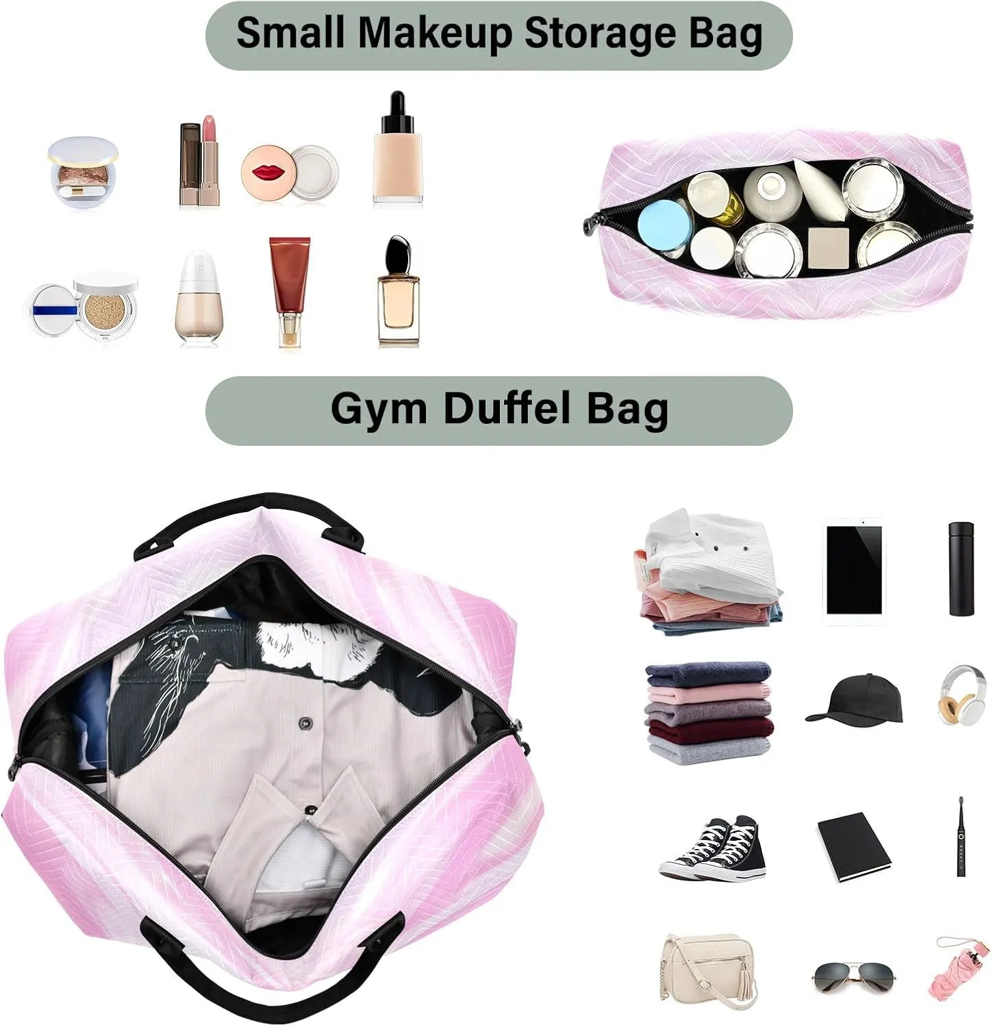 Pink Marble Sports Gym Bag for Women Men Travel Duffel Bag Weekend Overnight Carry on Bag with Toiletry Bag Hospital Bag for Swimming Yoga Workout Hospital Plane