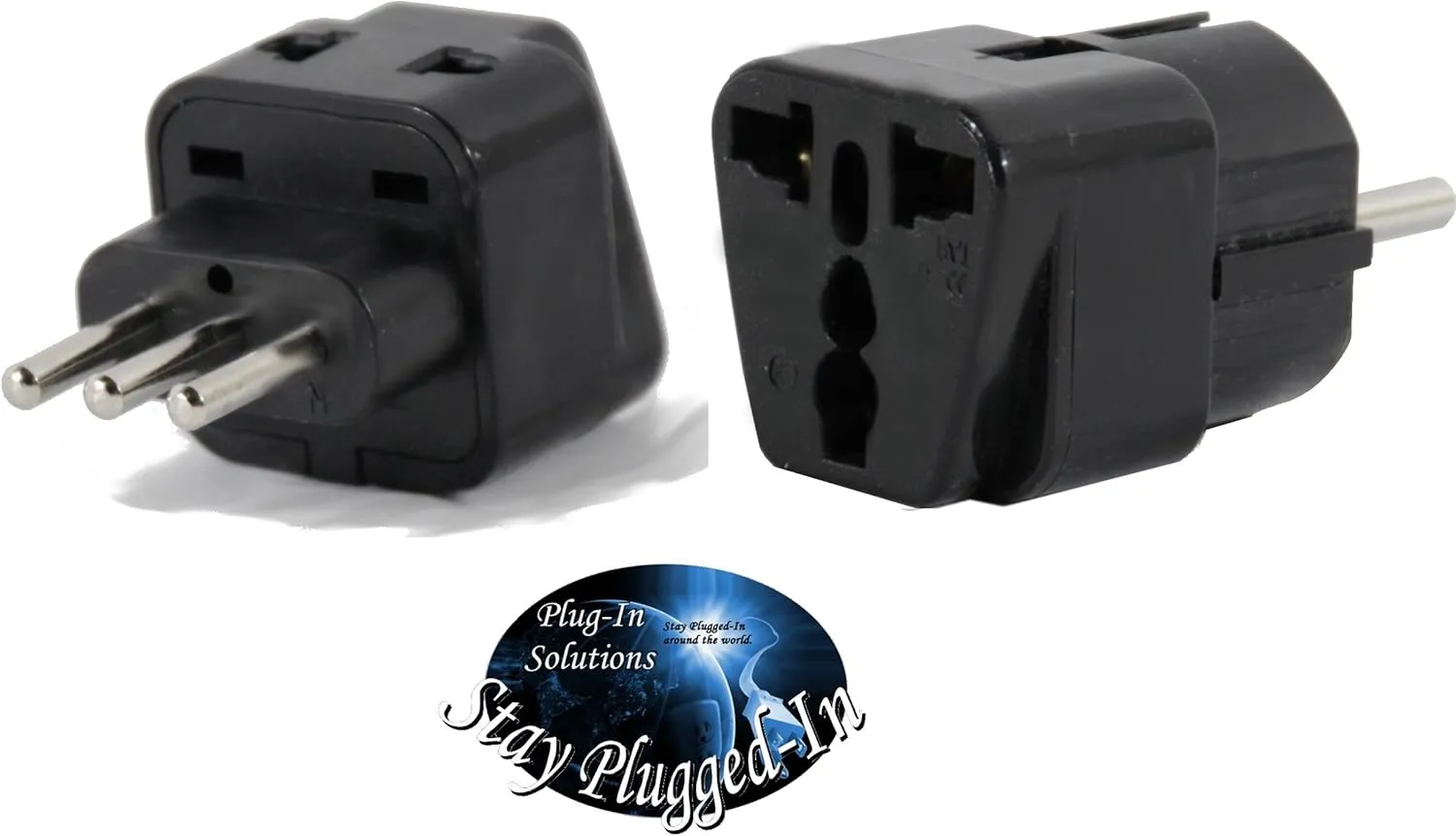 Plug in Solutions US to ITALY Travel Adapter Plug for USA/Universal to EUROPE Type E (C/F) & L AC Power Plugs Pack of 2
