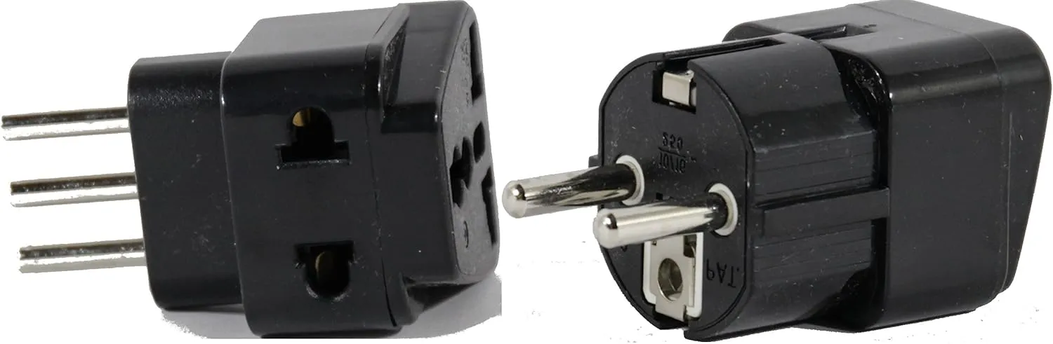 Plug in Solutions US to ITALY Travel Adapter Plug for USA/Universal to EUROPE Type E (C/F) & L AC Power Plugs Pack of 2