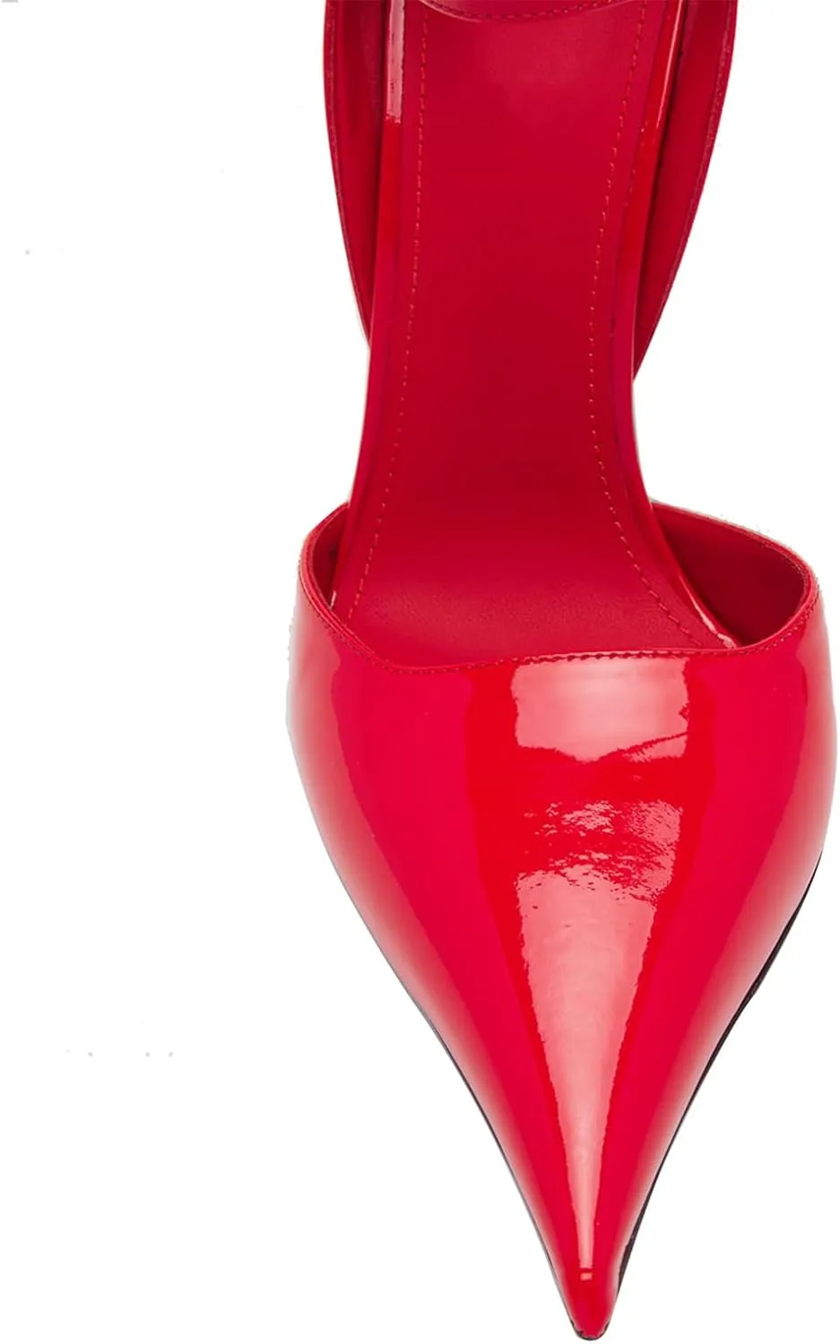 Pointed Closed Toe Wedge Heels for Women, Sexy Patent Leather Buckle Strap Office Dress Pumps Shoes