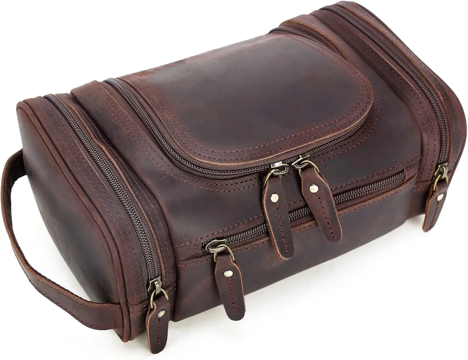 Polare Toiletry Bag Full Grain Leather Shaving Kit Dopp Kit Travel Case Wash Bag with YKK Zippers