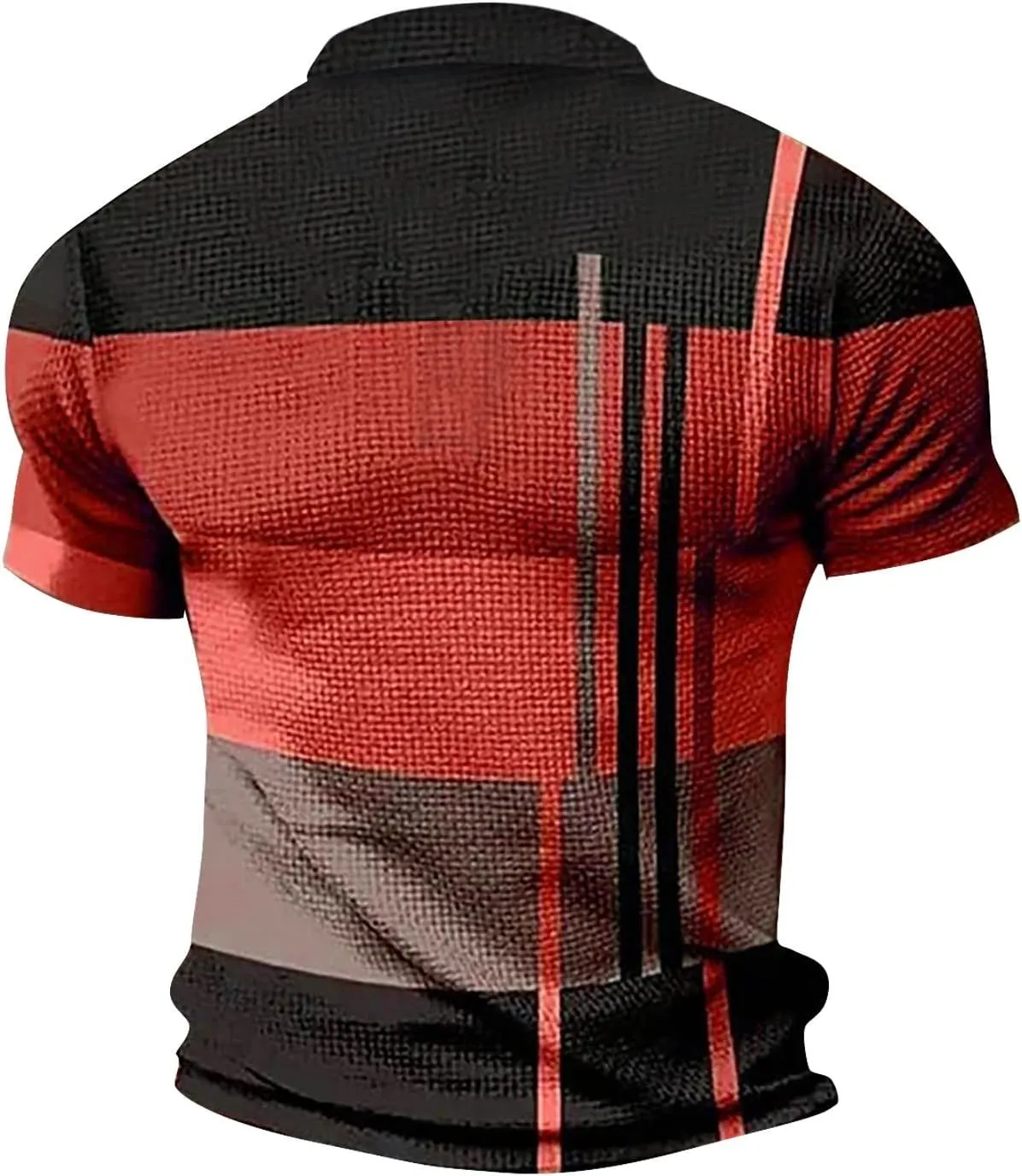 Polo Shirts for Men Short Sleeve Button Down Slim Fit Waffle T Shirt Plaid Striped Solid Color Golf Tees Dry Fit Tops
