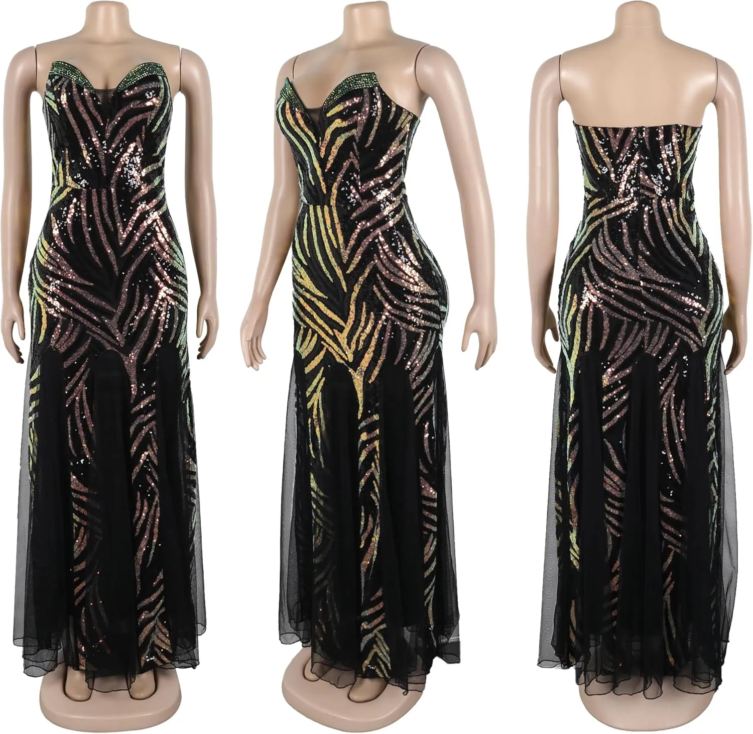 PORRCEY Women's Sexy Elegant Sparkly Sequins Evening Dress Party Club Night Outfits