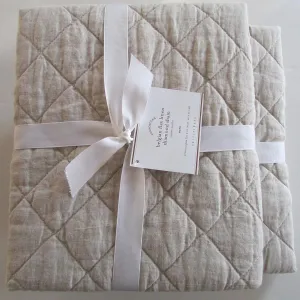 Pottery Barn Diamond Linen ~ Euro Shams ~*Set of Two*~ Flax ~