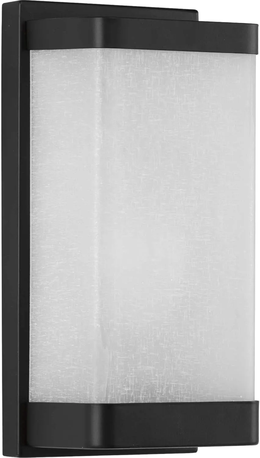Progress Lighting One-Light Linen Glass Wall Sconce Black 12" x 6"