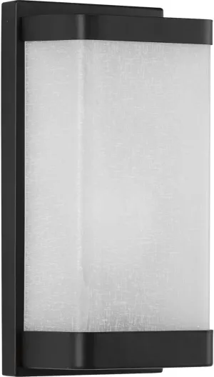 Progress Lighting One-Light Linen Glass Wall Sconce Black 12" x 6"