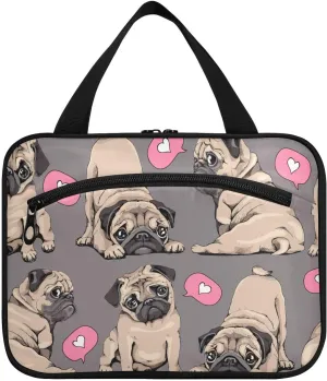 Pug Puppies-01 Travel Toiletry Bag Hanging Makeup Shower Bag Organizer Multifunction Cosmetic Make Up Bags for Women Girls Trip Toiletries Men Gym Travel Essentials Gifts