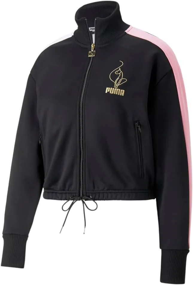 PUMA Womens X Baby Phat T7 Crop Jacket Athletic Outerwear Casual Full Zip Drawstring - Black - Size S