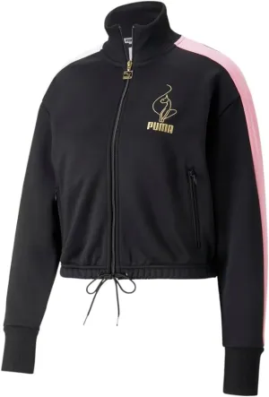 PUMA Womens X Baby Phat T7 Crop Jacket Athletic Outerwear Casual Full Zip Drawstring - Black - Size S
