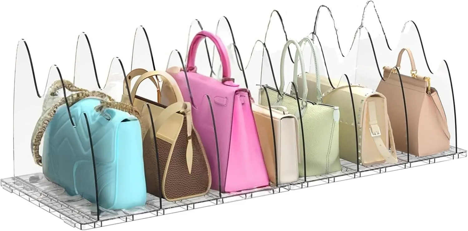 Purse Organizer for Closet,8pcs Adjustable Shelf Dividers for Closet,Clear Acrylic Handbag Storage Organizer for Bedroom,Kitchen,Cabinets,Bathroom