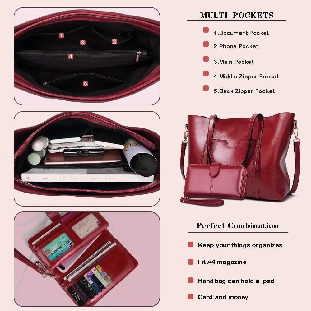 Purses and Handbags for Women Large Shoulder Tote Satchel Purse Work Bags with Matching Wallet