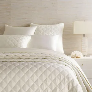 Quilted Silken Solid Ivory Coverlet, King Size, Ivory Solid Pattern