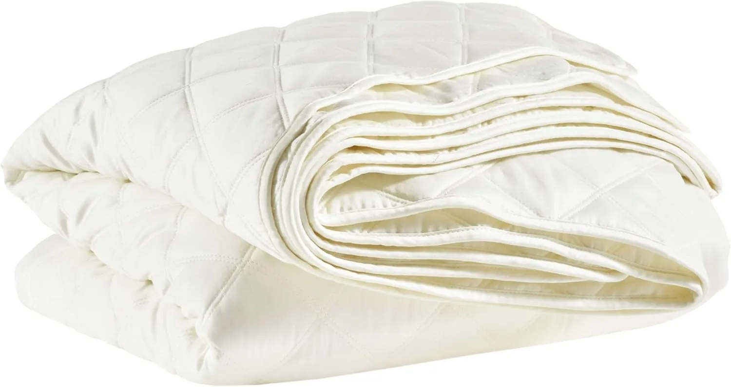 Quilted Silken Solid Ivory Coverlet, King Size, Ivory Solid Pattern