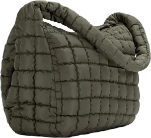 Quilted Tote Bag, Large Carryall Shoulder Hobo Bag, Lightweight Puffer Design