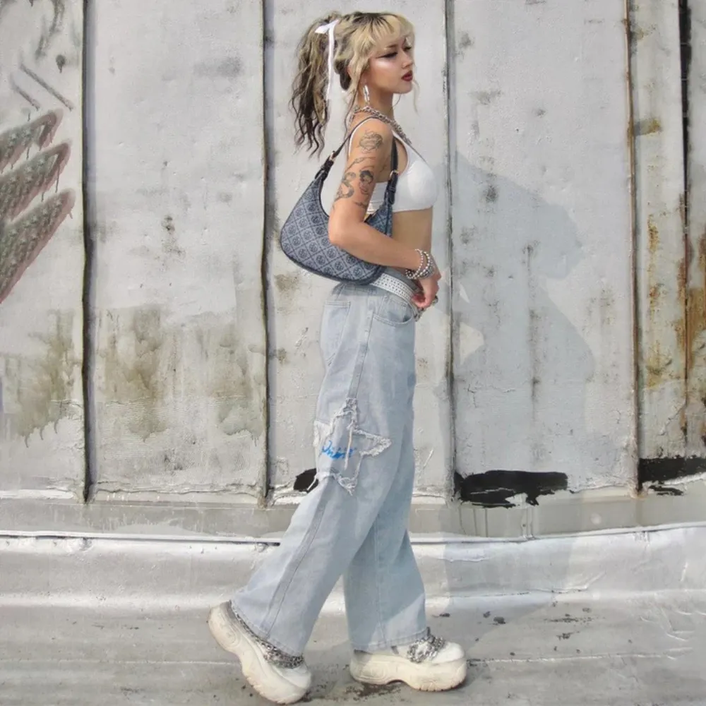 "Street Star Patchwork Baggy" Jeans