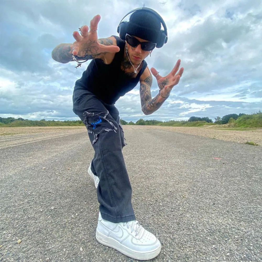 "Street Star Patchwork Baggy" Jeans