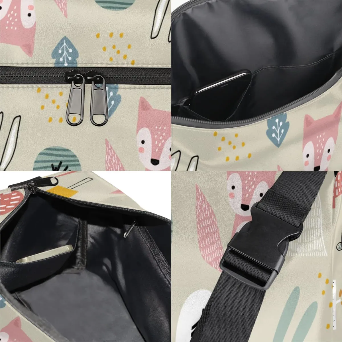 Rabbit Fox Trees Small Gym Bag for Men Women Workout Sport Duffle Bag Waterproof Weekender Overnight Bag Lightweight Carry on Tote Bag Crossbody Shoulder Travel Bag for Swim Yoge Dance