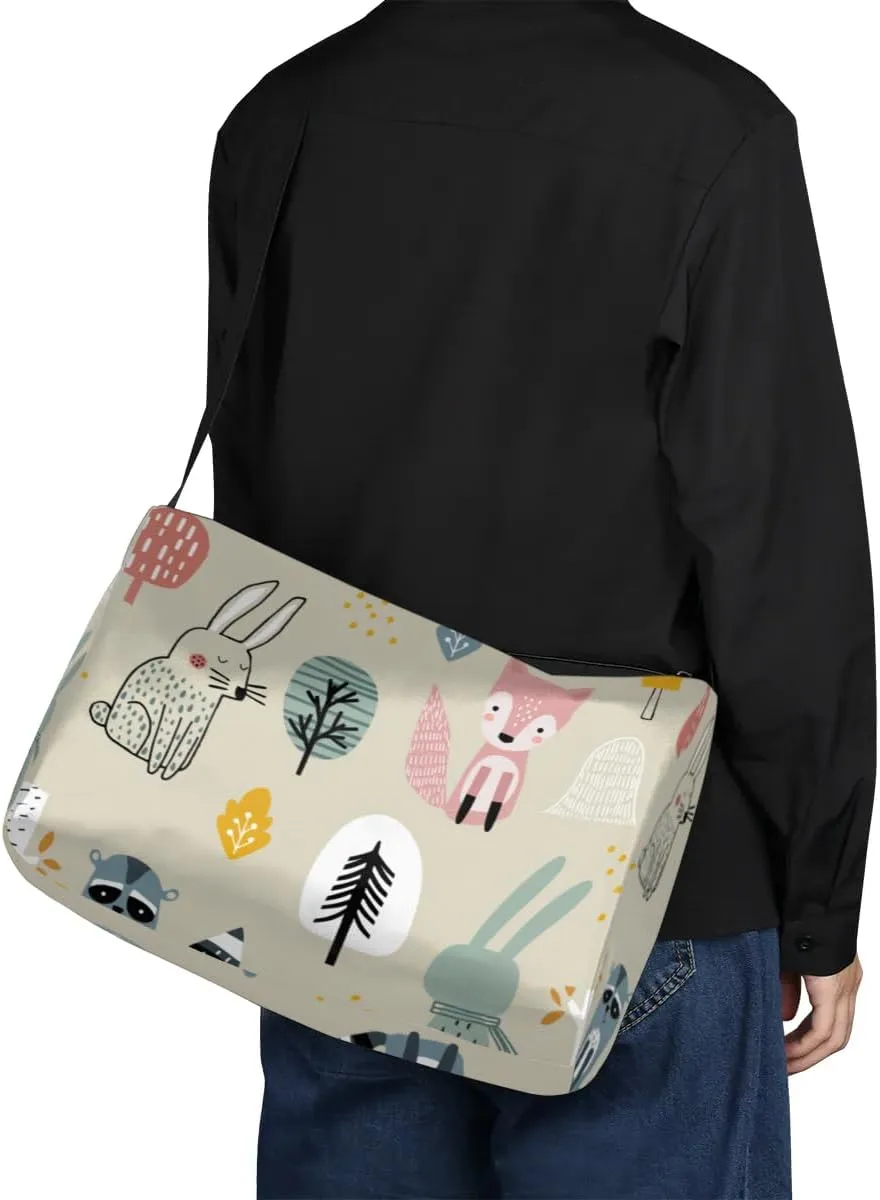 Rabbit Fox Trees Small Gym Bag for Men Women Workout Sport Duffle Bag Waterproof Weekender Overnight Bag Lightweight Carry on Tote Bag Crossbody Shoulder Travel Bag for Swim Yoge Dance