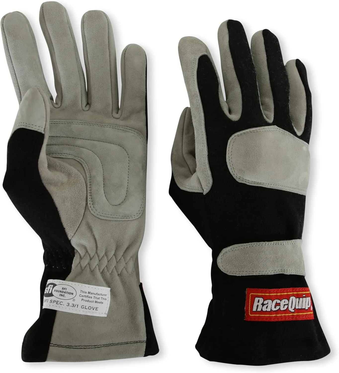 RaceQuip® 351006RQP 351 Series Driving Gloves - SFI 3.3/1 - Black/Gray - XL