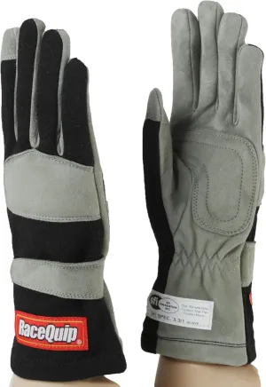 RaceQuip® 351006RQP 351 Series Driving Gloves - SFI 3.3/1 - Black/Gray - XL