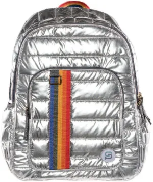 RALEIGH 18" Silver Rainbow Puff Backpack, BAZIC x SYDNEY Fashion Backpack Shoulder Bag Casual Travel Bag Hiking Daypack