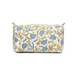 RANGOON CREEPER BLUE QUILTED TOILETRY POUCH