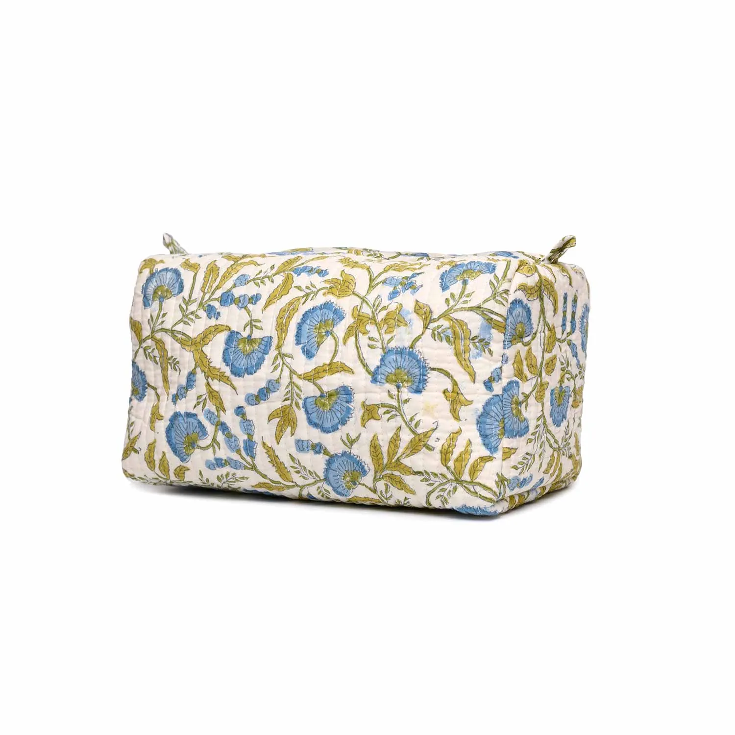 RANGOON CREEPER BLUE QUILTED TOILETRY POUCH