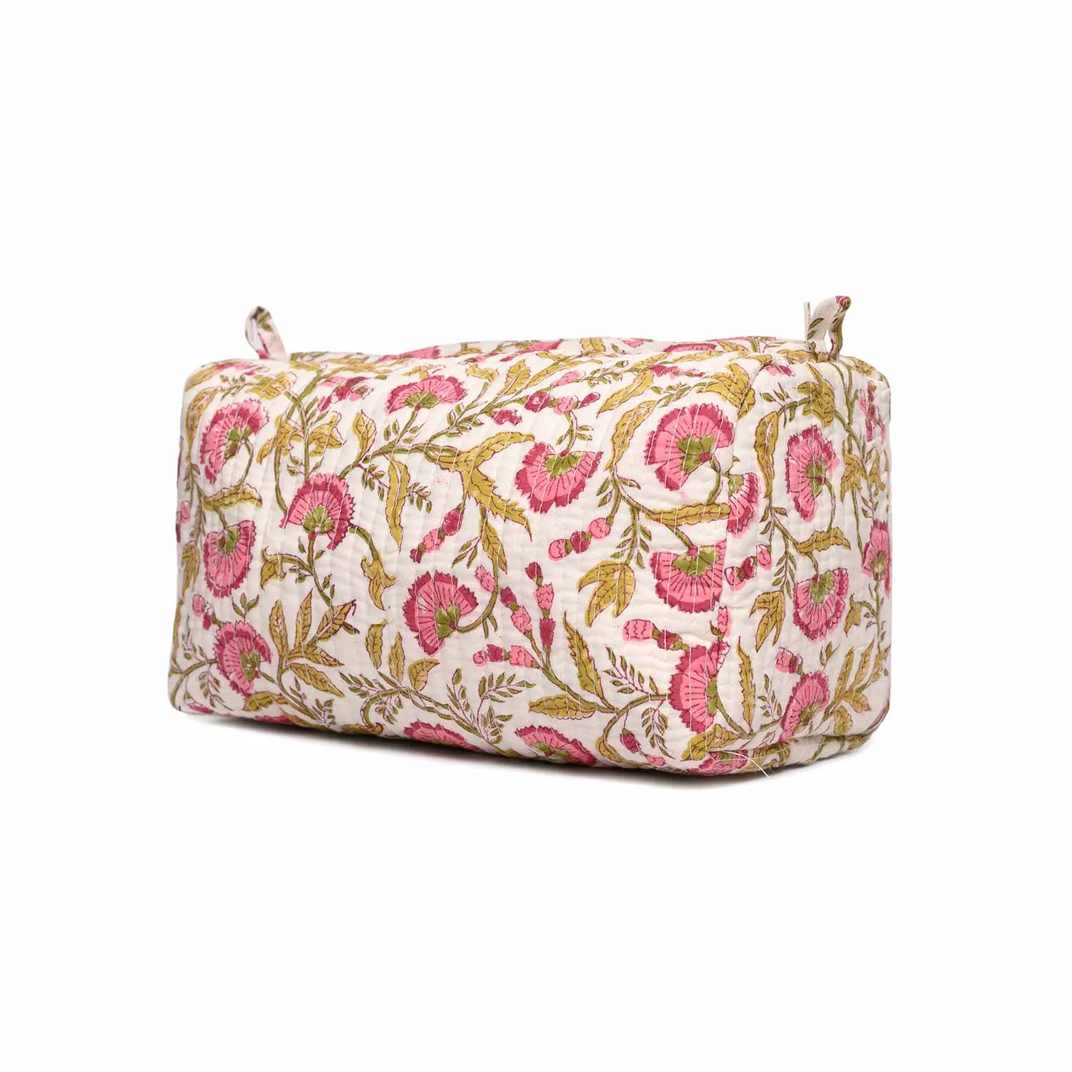 RANGOON CREEPER PINK QUILTED TOILETRY POUCH