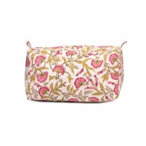 RANGOON CREEPER PINK QUILTED TOILETRY POUCH