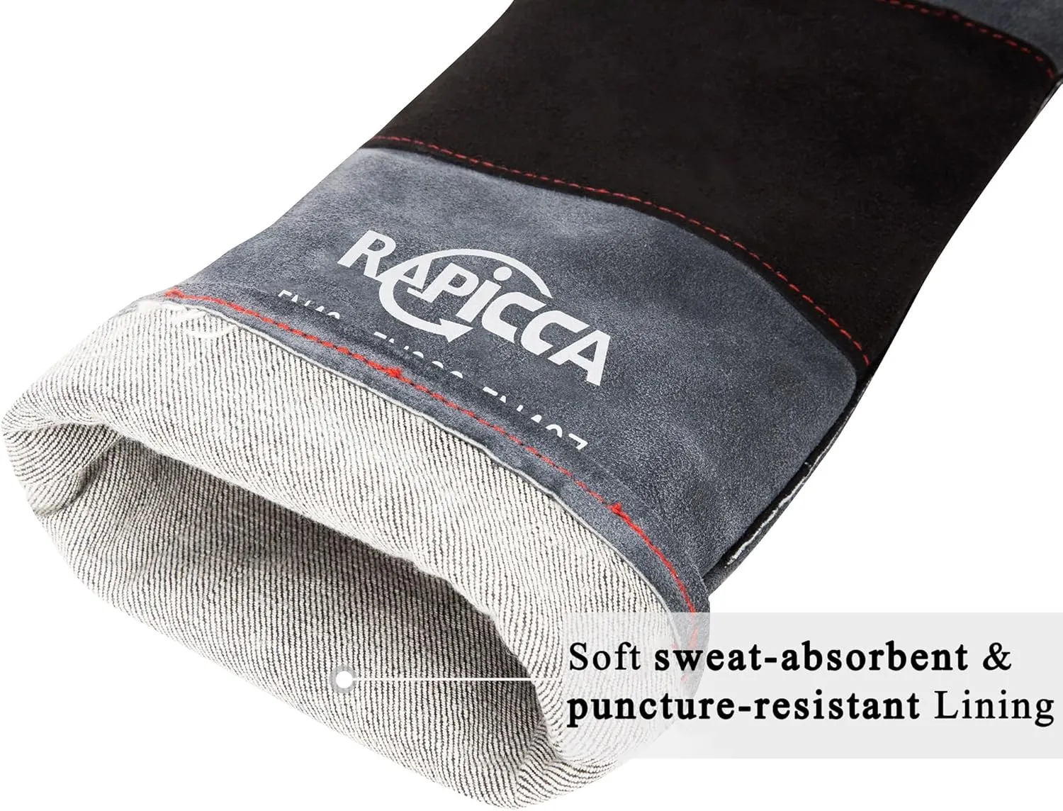 RAPICCA Animal Handling Gloves Bite Proof Double Leather Reinforced Padding Dog,Cat Scratch,Bird Handling Falconry Gloves Grabbing Reptile Squirrel Snake Bite 16in Grey-Black
