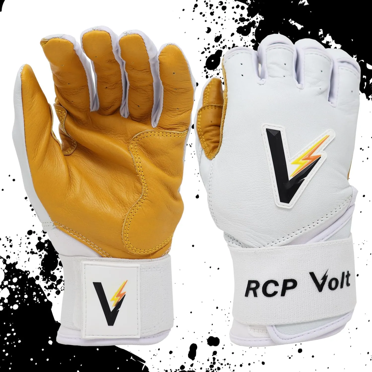 RCP Volt Baseball and Softball Batting Gloves – Rip and Tear Resistant – Reinforced Crotch, Super Grip Extended Cuff, Padded Protection, Adjustable Sizes, Guantes de bateo