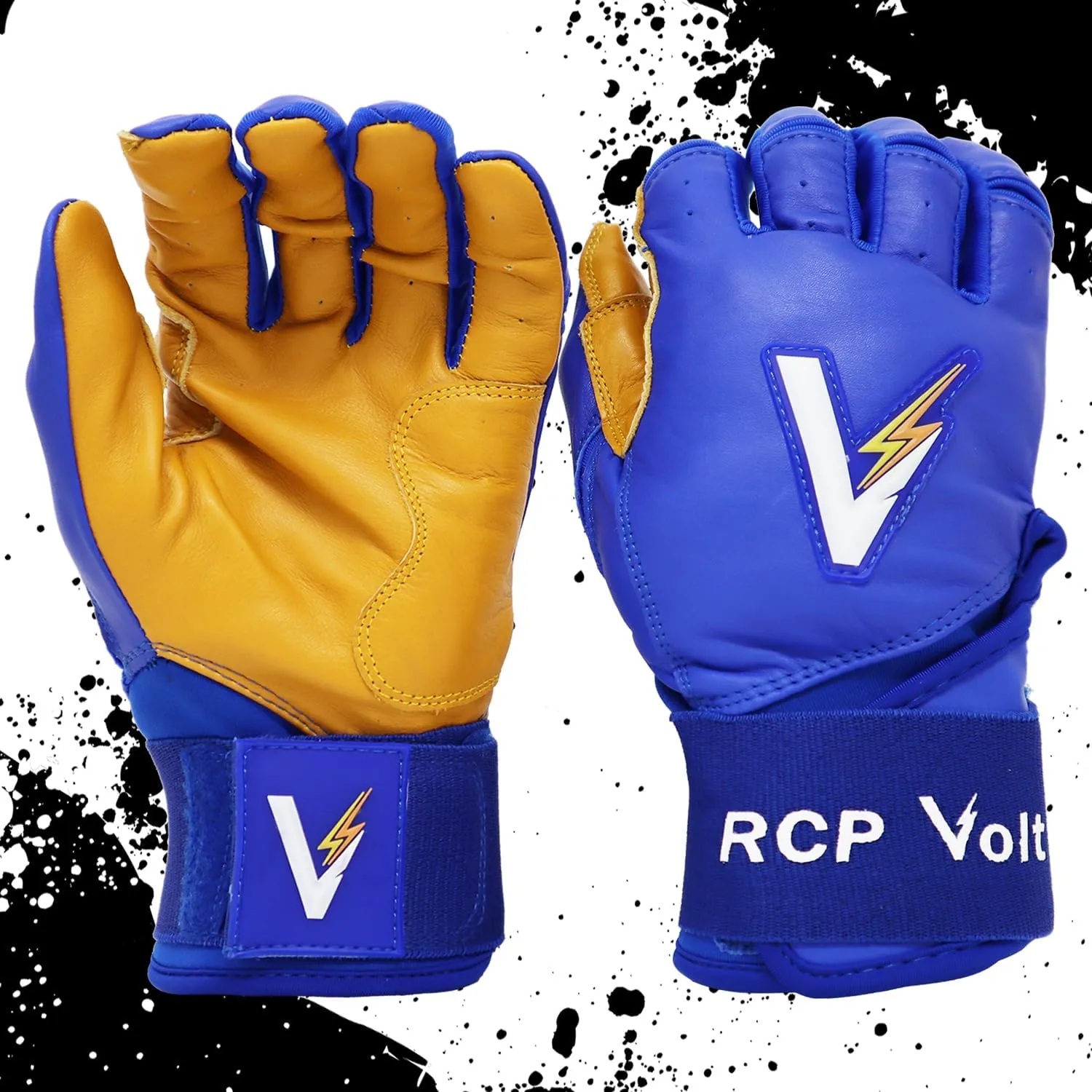 RCP Volt Baseball and Softball Batting Gloves – Rip and Tear Resistant – Reinforced Crotch, Super Grip Extended Cuff, Padded Protection, Adjustable Sizes, Guantes de bateo