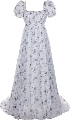 Regency Dresses for Women Elegant Puff Sleeve Empire Waist Dress