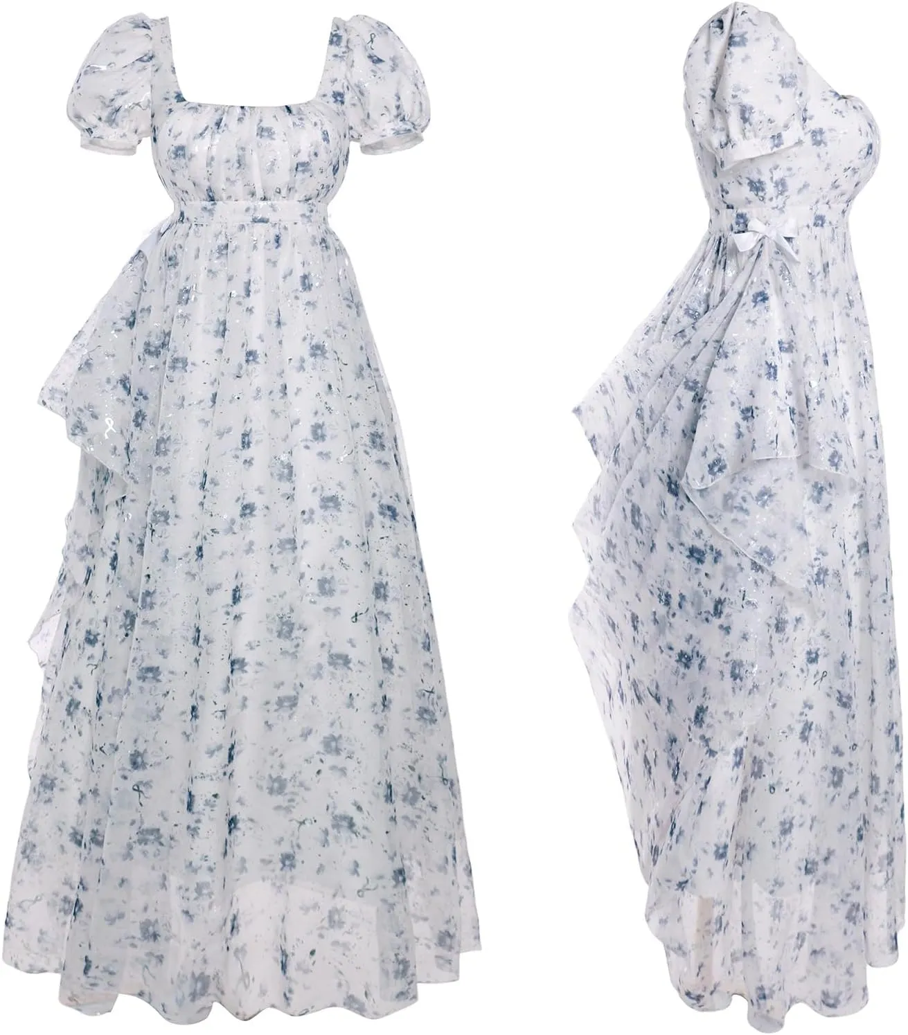 Regency Dresses for Women Elegant Puff Sleeve Empire Waist Dress