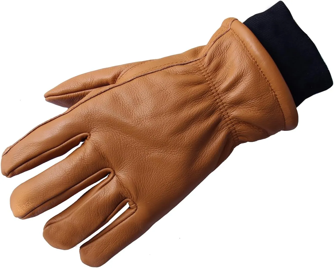 Retro Brown Cowhide Leather Work Gloves for Construction, Yardwork, Gardening with Reinforced Palm for Men & Women